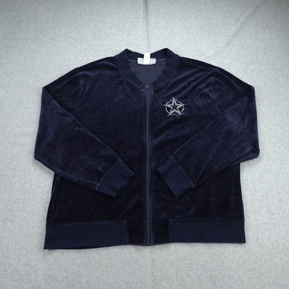 Dallas‎ Cowboys Jacket Womens XL Navy Blue Star Full Zip Velvet HerStyle